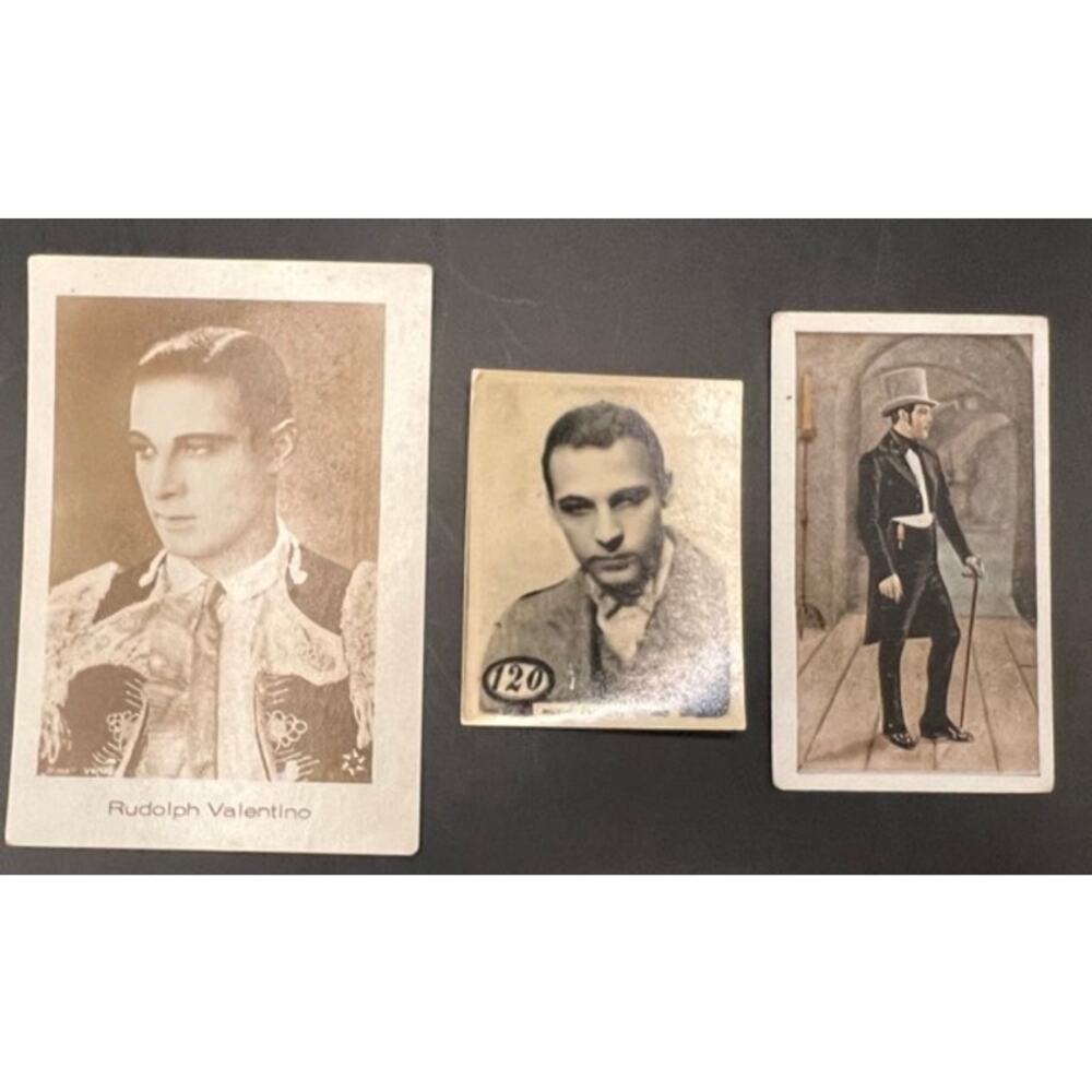 3 Rare 1920s Rudolph Valentino Tobacco Cards Cigarette Cards Strip Card Four Ace